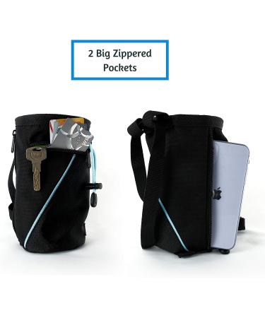 SKYG Chalk Bag for Rock Climbing with Refillable Chalk Ball - 2.3 oz - Belt, Carabiner Clip, Brush Loop, 2 Zippered Pockets - Ideal for Climbing, Bouldering, Gymnastics, Cross Fit - Buy Online on SooperMarket.com