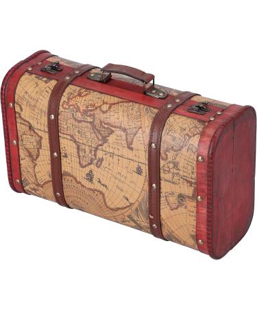 Vintage Composite Wood Portable Suitcase with Map Pattern - Stylish Storage Chest for International Shipping - Buy Online on SooperMarket.com