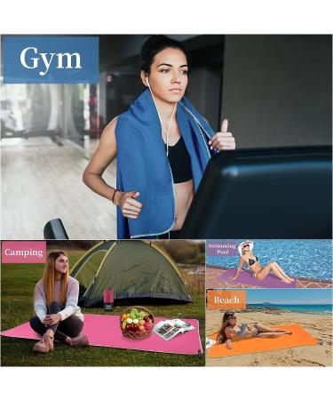 Sfee 2 Pack Microfiber Travel Towel Set - Quick Dry, Super Absorbent, Lightweight - Perfect for Beach, Gym, Hiking, Pool - XL Dark Blue Towels 72x32 + 24x15 - Buy Online on SooperMarket.com