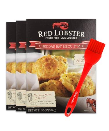 Red Lobster, Cheddar Bay Biscuit Mix, 11.36oz Box (Pack of 3) with Silicone Basting Brush