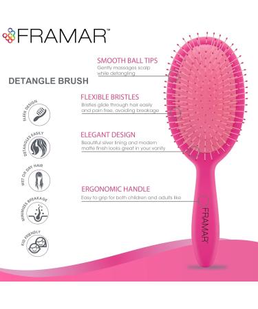 Framar Detangle Hair Brush - Best Wet Hair Detangler for Women & Girls - Curly & Thick Hair - Tangle-Free Pink Brush Set - Buy Online on SooperMarket.com