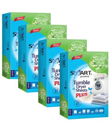 Smart aroma laundry dryer towels - make the fabrics softer - give a long -lasting and fresh fragrance - make ironing (Spring Fresh 4 x 32 pieces) Spring Fresh 32 pieces (4 Pack)