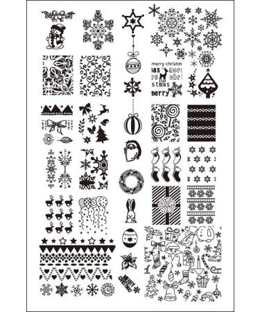 XXL Stamping Stencil Plate Christmas X-mas Frost Flower Santa Claus MR02 Nail Art Nail Design