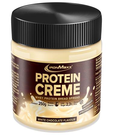 Ironmaxx Protein Creme - White Chocolate 250g Glass |Creamy high protein bread spread |Low carb low sugar suitable for healthy eating white chocolate 250 g (1 Pack)
