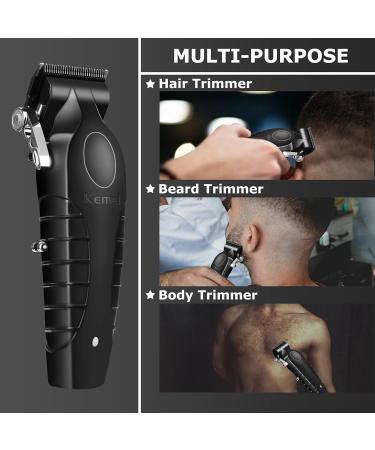 KEMEI 2296 Professional Hair Clippers for Men - Cord/Cordless Hair Cutting Kit & T Blade Beard Trimmer - USB Rechargeable - Black - Buy Online on SooperMarket.com