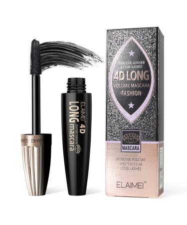 Mascara 4D Silk Fiber Waterproof: Black Volume and Length Smudge-Proof Mascara Thickening Lengthening Mascaras No Clumping Lasting All Day