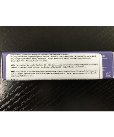 Pure Instinct SURRENDER Roll-On The Original Pheromone Infused Body Oil Perfume Fragrance EdP Parfum - For Her Women - TSA Ready 0.34 fl oz Surrender - Women - Buy Online on SooperMarket.com
