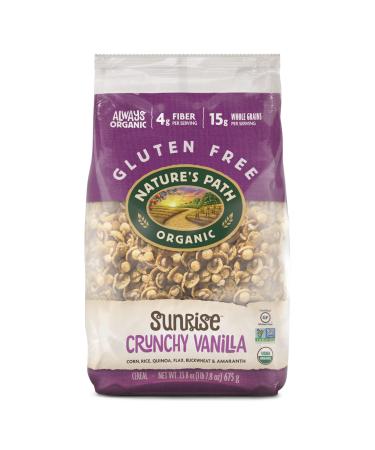Nature's Path Organic Gluten Free Sunrise Crunchy Vanilla Cereal, 1.48 Lbs. Earth Friendly Package, Non-GMO, 15g Whole Grains, 4g Fiber