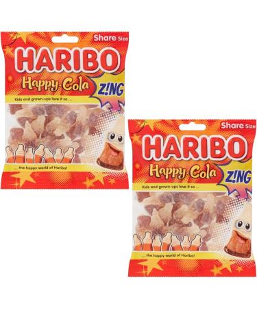 Happy Cola Bottles Zing Fizzy Gummy Sugar Coated Sweets 160g - 2x Share Bags - Buy Online on SooperMarket.com