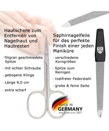 Three Swords Lucca 6-Piece Nail Care Set | Luxury Manicure & Pedicure Set in Red Leather Gift Box | Skin Scissors Tweezers Nail Clipper & File - Buy Online on SooperMarket.com