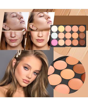 FantasyDay 15 Color Concealer Palette - High Opacity Contour Kit with Brushes & Sponge | Long-Lasting Full Coverage Color Corrector - Buy Online on SooperMarket.com