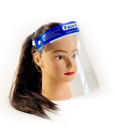 10PCS Safety Face Shield Transparent Breathable Visor Adjustable Anti-Fog Dental Full Face Shield with Protective Clear Film Elastic Band and Comfort Sponge