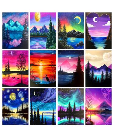 TINY FUN 12 Pack Diamond Painting Kits for Adults 5D Diamond Art Kit for Beginners DIY Paint with Round Full Drill Diamonds Paintings Gem Art for Home Wall Decoration Gift (12X16 Inch