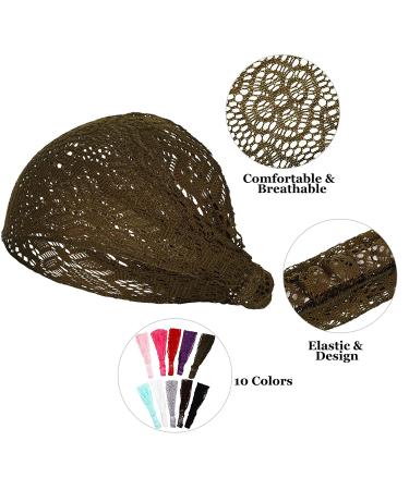 Lace Elastic Headbands Set - 10 Pieces Boho Bandana Hair Accessories for Women and Girls in 10 Colors - Buy Online on SooperMarket.com