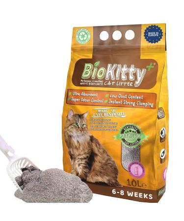 BioKitty Clumping Cat Litter Highly Absorbent Natural Mineral Bentonite Cat Sand Litter Scented Long Lasting Odour Control Cat Litter Cat Litter Clumping 10L (Baby Powder) Baby Powder Pack 1
