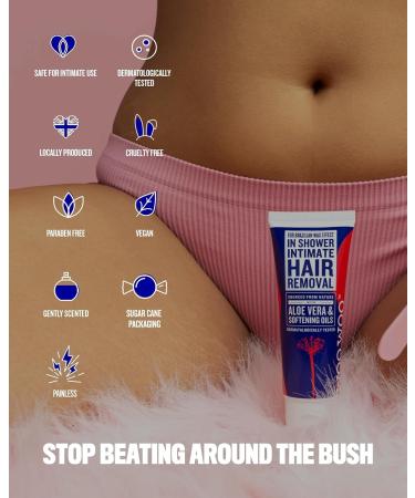 WooWoo Tame It! Natural Intimate Hair Removal Cream - Painless Vegan Depilatory for Sensitive Skin - 200ml Pack - Women's In-Shower Hair Remover with Aloe Vera - Buy Online on SooperMarket.com