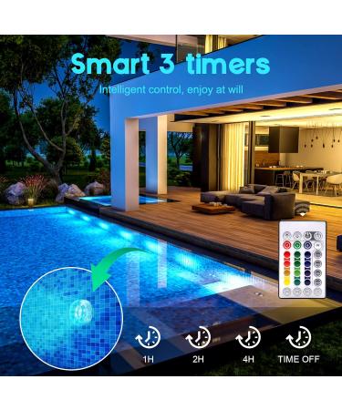 Buy Aled Light Underwater LED RGB Lights - 4 Waterproof Multi-Color Pond Lights with Remote Control & Suction Cups for Fish Tank & Vase Decoration - Buy Online on SooperMarket.com
