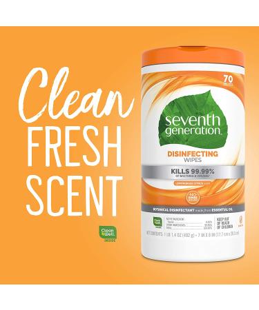Seventh Generation Disinfecting Wipes, Lemongrass Citrus, 70 Count, Pack of 3 - Multi-Surface Cleaning - Buy Online on SooperMarket.com