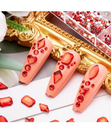 Noverlife 1000PCS Flatback Nail Art Rhinestones Gems - Multi Sizes Crystals with Wax Pen for Nail Design - Sparkle Nail Beads for Art & Crafts - Makeup & Dressup - Nail Decoration Ruby - Buy Online on SooperMarket.com
