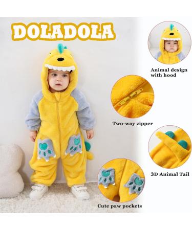 Doladola Baby Romper Dalmatian Animal Onesie | Toddler Jumpsuit Newborn Outfit 2-3.5 Years | Yellow Dinosaur Print - Buy Online on SooperMarket.com