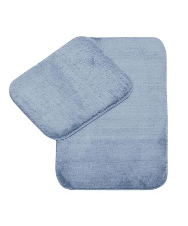 Elart bathing mat set 2 partial |Suction -able bathroom carpet washable waterproof bathroom carpet bathroom rack set floor mat 60x100 cm and 60x50 cm |(Light Blue)