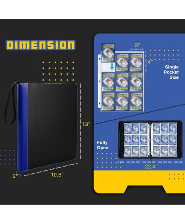 CLOVERCAT Waterproof Trading Card Binder - 720 Double-Sided Pocket Album for Pokmon, Yugioh, MTG and Other TCG - Expandable Display Holder (Dark Blue Edge, Black) - Buy Online on SooperMarket.com