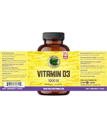 Pure Lab Vitamins | Vitamin D3 1000IU | 360 Vegi Capsules | Mood Booster Bone Health Teeth Health and Immune System Support | Vitamin D3 Cholecalciferol | Vitamin D3 Capsules | Vitamin D3 Supplement - Buy Online on SooperMarket.com