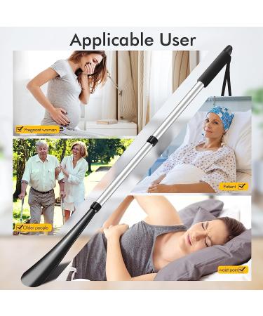 2 PCS Shoe Horn Set for Seniors - Telescopic Long Handle & Metal Short Shoe Horn - Silver - Buy Online on SooperMarket.com