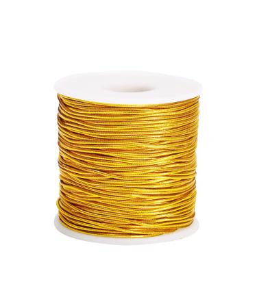 Metallic Stretch Cord Elastic Cords Ribbon Metallic Tinsel Cord Rope for Ornament Hanging, Decorating, Gift Wrapping, 1 mm 60 Yards (Gold) HY3699-1