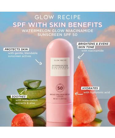 Watermelon Glow Niacinamide Sunscreen SPF 50 - Hydrating Broad Spectrum Sunscreen with Hyaluronic Acid & Aloe Vera (50ml) - Buy Online on SooperMarket.com