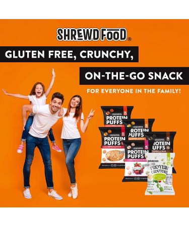 Shrewd Food Protein Puffs - High Protein, Low-Carb, Gluten-Free, Keto Snacks - Variety Pack of 12 - Non GMO, Soy-Free, Peanut-Free, Tree Nut-Free - Health Conscious Snacks, Never Fried - 0.74 oz - Buy Online on SooperMarket.com