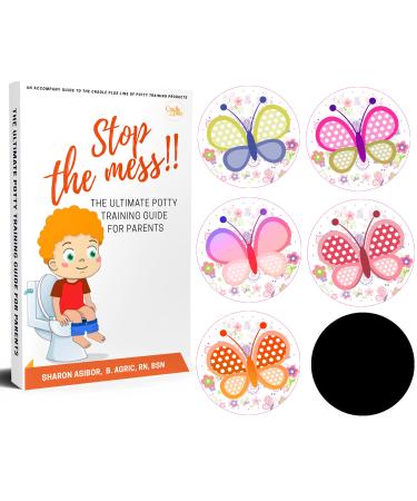 Potty Training Seat Magic Sticker Butterfly toddler Potty Training Toilet Color Changing Sticker 5 Pack Toilet targets with FREE potty e book | Use with/Without Potty chart or potty training watches