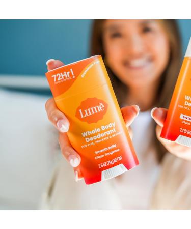 Lume Whole Body Deodorant - Smooth Solid Stick - 72 Hour Odor Control - Aluminum Free Baking Soda Free and Skin Loving - 2.6 Ounce (Pack of 3) (Clean Tangerine) Clean Tangerine 2.6 Ounce (Pack of 3) - Buy Online on SooperMarket.com