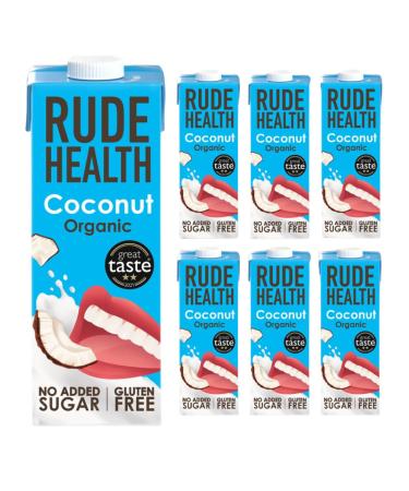 Rude Health 6 x 1 liter organic coconut drink 100% natural organic drink lactose -free milk -free and gluten -free without added sugar awarded healthy and vegan 100% recyclable packaging coconut (6 pieces)