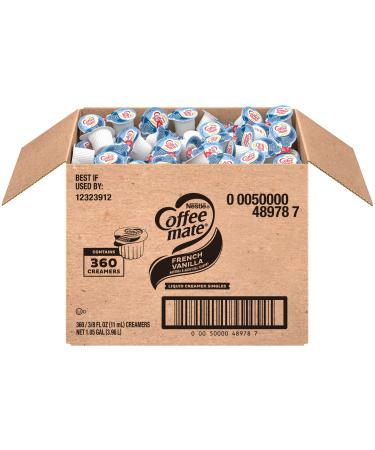 Nestle Coffee mate Coffee Creamer, French Vanilla, Liquid Creamer Singles, Non Dairy, No Refrigeration, Box of 360