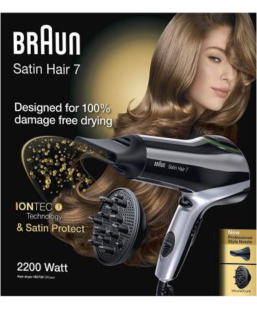 Buy Brown Satin Hair 7 Professional Hair Dryer HD730 | IonTec Styling Nozzle & Diffuser | Best International Shipping - Buy Online on SooperMarket.com