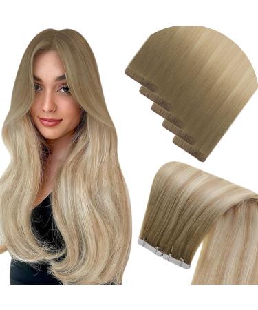 Shop Laavoo Real Hair Tape Extensions Ombre Brown & Blonde Balayage | Virgin Hair 55cm 5 Pcs - Buy Online on SooperMarket.com