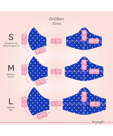 Dance Pattern Washable Cotton Mask for Kids & Adults - 2-Layer with Nose Bracket & Filter Bag - Oeko-Tex Standard 100 - Blue & White Dots (1 Pack) - Buy Online on SooperMarket.com