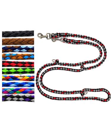 Dog linen large dogs up to 80 kg double linen jumbo 2.40m / 2.80m / 3.50m / 5m adjustable exercise line / guide very stable (3.50m 4-fold adjustable ohio (black-silver-red)) 3.50m 4-fold ohio (Black-silver-red)