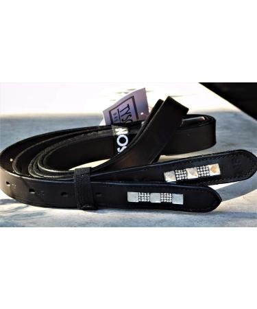 Tysons Breeches Glitzer Liz Leather Stirrup Strap - Brown & Black with Rhinestones | Sizes 145/155/165 cm - Buy Online on SooperMarket.com