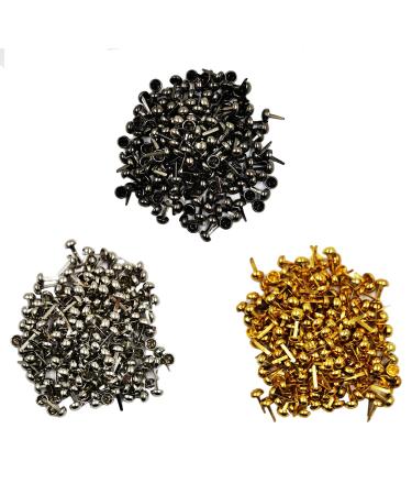 600 Pieces Paper Fasteners Brads Round Fasteners Round Metal Paper Brass for Paper Crafts  Decorative Scrapbooking  DIY Art School Project Supplies  8 x 15mm (Gold Silver Black)