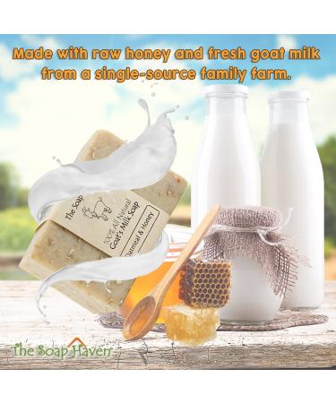 Oatmeal & Honey Goat Milk Soap Bars - Pack of 4 | All Natural, Unscented, Handmade in USA | Ideal for Sensitive Skin | SLS & Paraben Free - Buy Online on SooperMarket.com