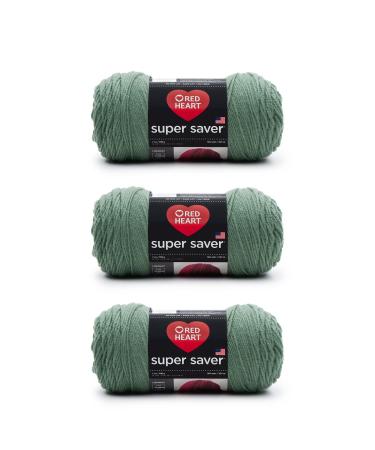 Red Heart Super Saver Light Sage Yarn - 3 Pack of 198g/7oz - Acrylic - 4 Medium (Worsted) - 364 Yards - Knitting/Crochet Light Sage Solid