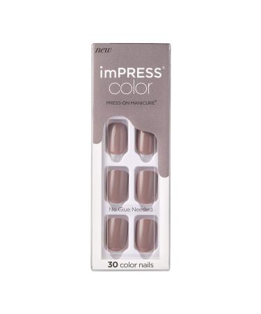 KISS Impress Color Gel-Nagelset Taupe with PureFit technology Polish-Free Color Mani incl. Prep Pad mini-file nail shaft tab and 30 artificial nails Taupe 1 piece (1 Pack)