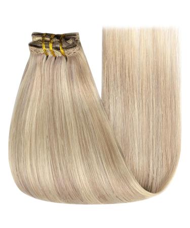 Youngsee Clip-In Extensions 45cm Real Hair - Ash Blond & Platinum Highlights | 120g Full-Head 7PCs - Buy Online on SooperMarket.com
