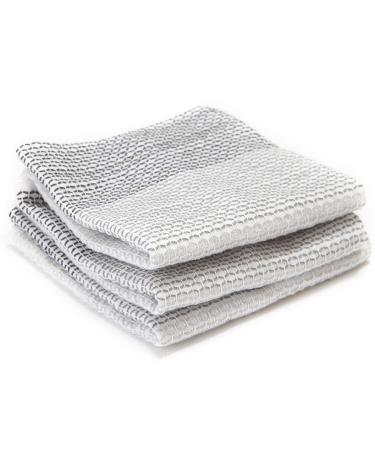 Full Circle Tidy 100% Organic Cotton Dish Cloths, Set of 3, Grayscale Set of 3 Dish Cloths Gray