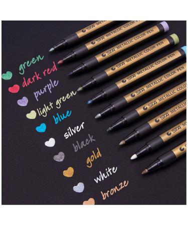 Dyvicl Metallic Marker Pens - Set of 10 Medium Point Metallic Markers for Rock Painting, Black Paper, Card Making, Scrapbooking Crafts, DIY Photo Album Bullet tip