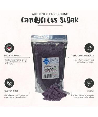 Baking Beauty and Beyond Premium 400g Cherry-Cola Flavour Cotton Candy Floss Sugar - Natural Ingredients for Every Occasion - Buy Online on SooperMarket.com