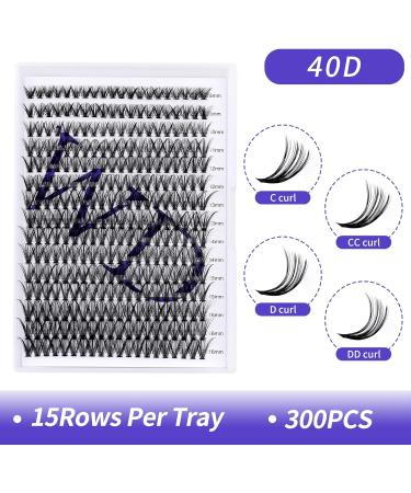 300PCS CC Curl 40D 0.07mm 8-16mm Cluster Lashes Extension - DIY Eyelashes at Home - Buy Online on SooperMarket.com
