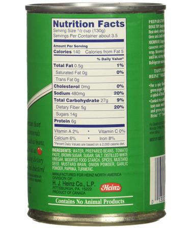 Heinz Vegetarian Beans in Tomato Sauce 16 oz 6 pk - Pack of 6 | Heinz Vegetarian Baked Beans - Buy Online on SooperMarket.com